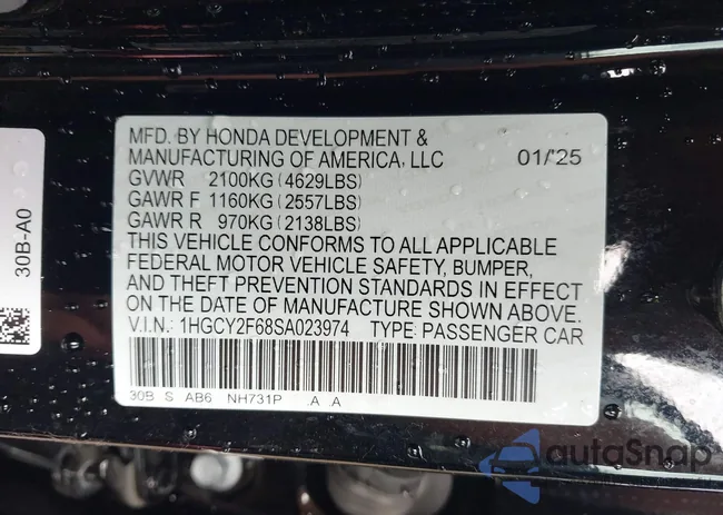 1HGCY2F68SA023974: 42487900