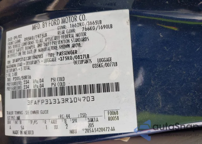 3FAFP31313R104703: 42487996