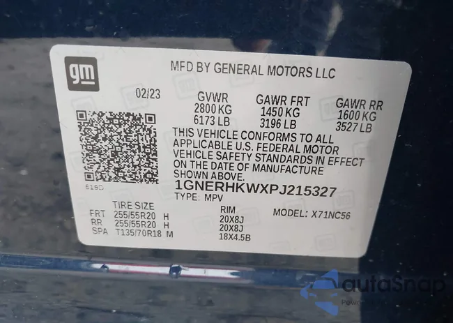 1GNERHKWXPJ215327: 42488121