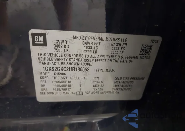 1GKS2GKC2HR180662: 42488177