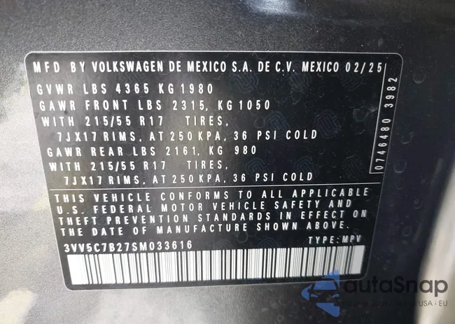 3VV5C7B27SM033616: 42488302