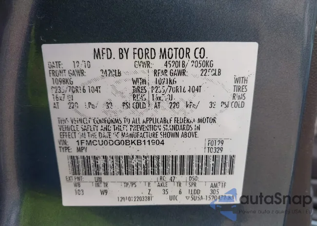 1FMCU0DG0BKB11904: 42487315