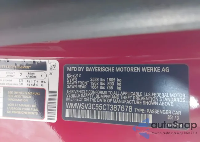 WMWSV3C55CT387678: 42487337