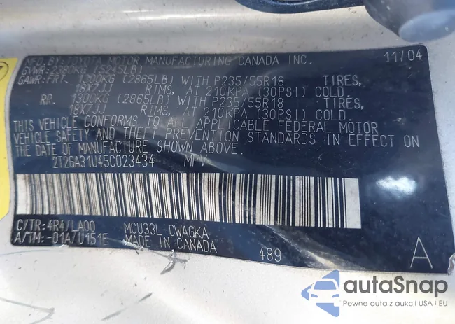 2T2GA31U45C023434: 42487368