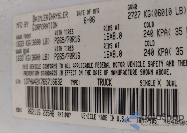 1D7HW42K76S716632: 42487454