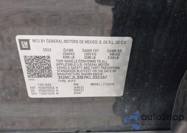 3GNCJLSB7KL332167: 42487603