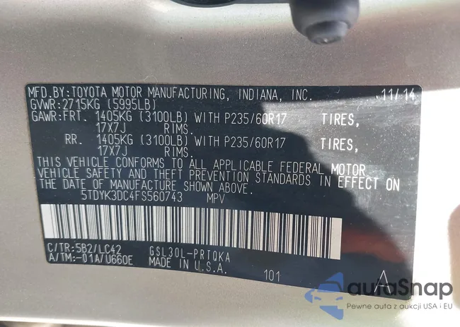 5TDYK3DC4FS560743: 42488745