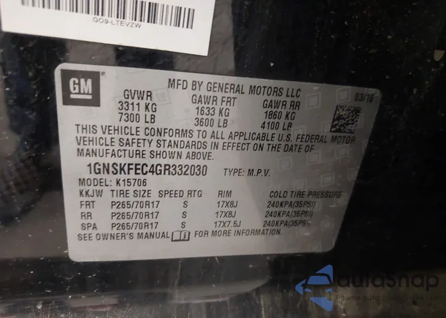 1GNSKFEC4GR332030: 42488829