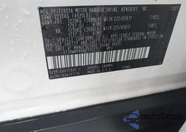 4T3RWRFV8RU110932: 42488871