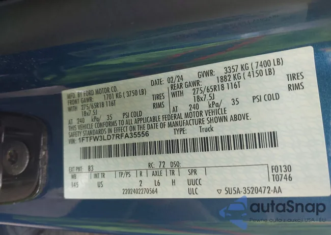 1FTFW3LD7RFA35556: 42488916