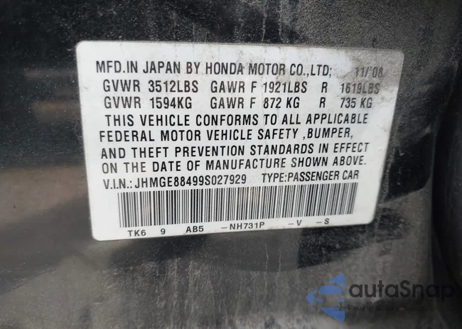 JHMGE88499S027929: 42488951