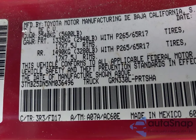 3TMBZ5DN5NM036496: 42489009