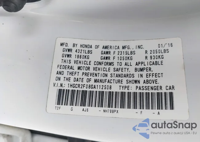 1HGCR2F08GA112508: 42489125