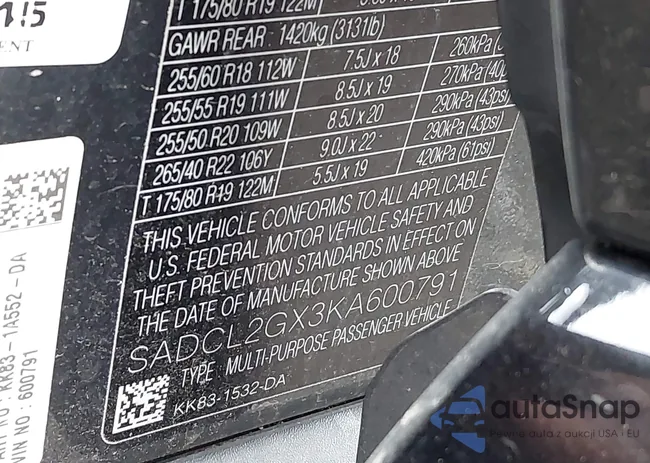 SADCL2GX3KA600791: 42489131