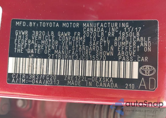 2T1BURHE3JC015570: 42488518