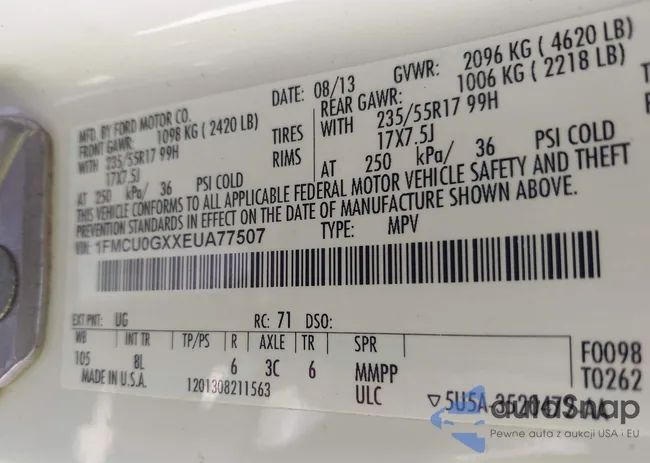 1FMCU0GXXEUA77507: 42488591