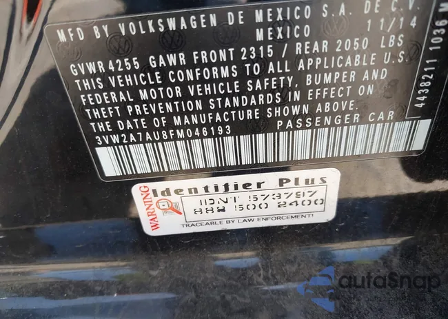 3VW2A7AU8FM046193: 42488632