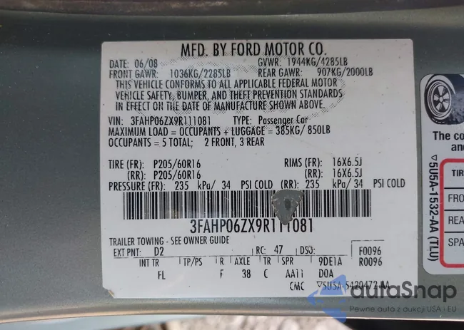 3FAHP06ZX9R111081: 42488662