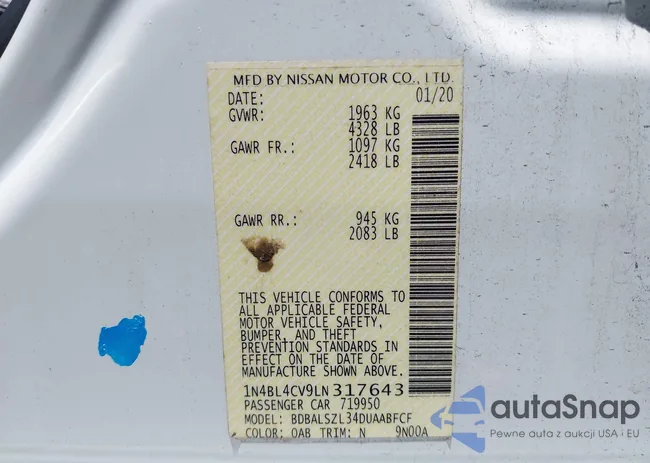 1N4BL4CV9LN317643: 42488686