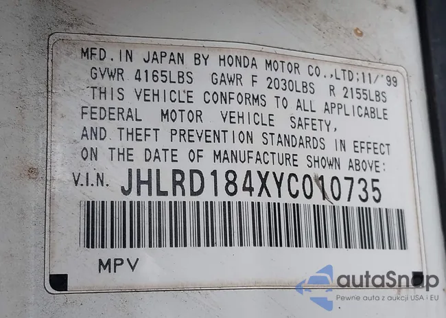 JHLRD184XYC010735: 42489934