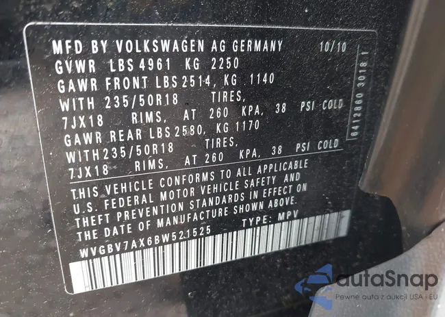 WVGBV7AX6BW521525: 42490216