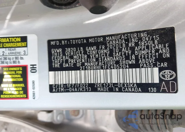 2T1BURHE1FC405204: 42489314