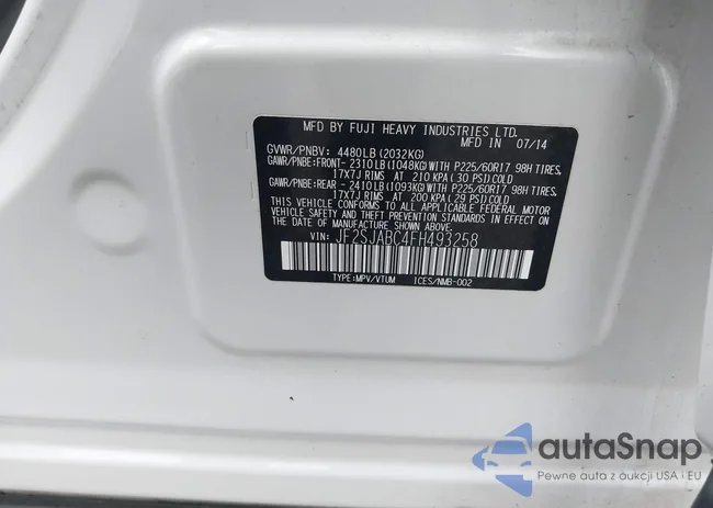 JF2SJABC4FH493258: 42489339