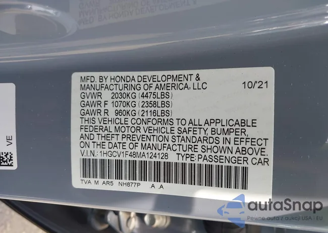 1HGCV1F48MA124128: 42489356