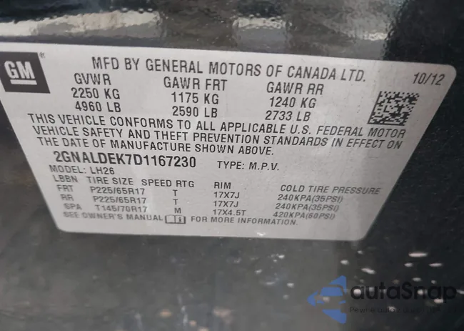 2GNALDEK7D1167230: 42490739