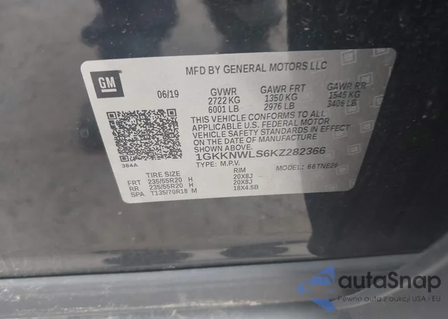 1GKKNWLS6KZ282366: 42490861