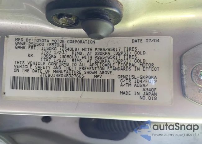 JTEBU14R048027665: 42490985