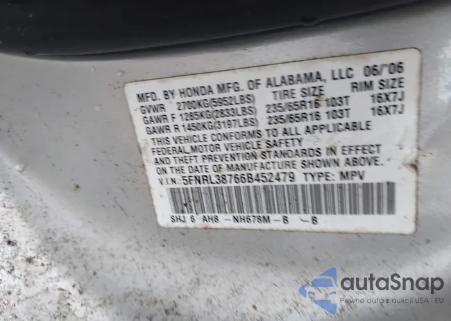 5FNRL38766B452479: 42490993