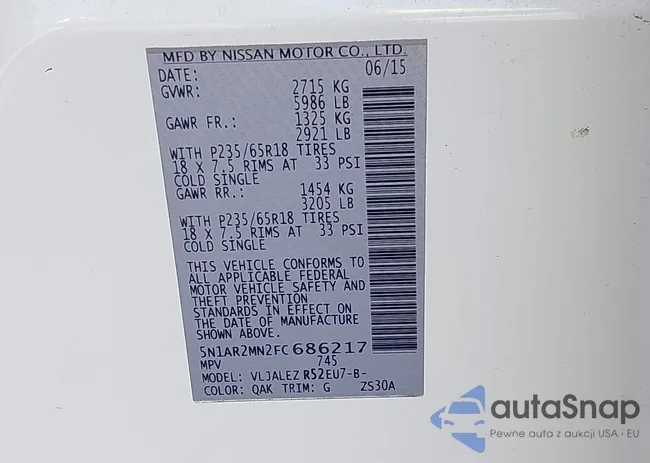 5N1AR2MN2FC686217: 42491000