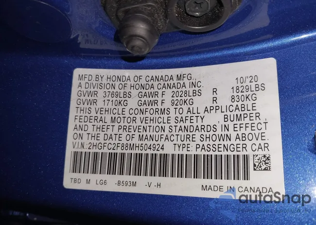 2HGFC2F88MH504924: 42491032