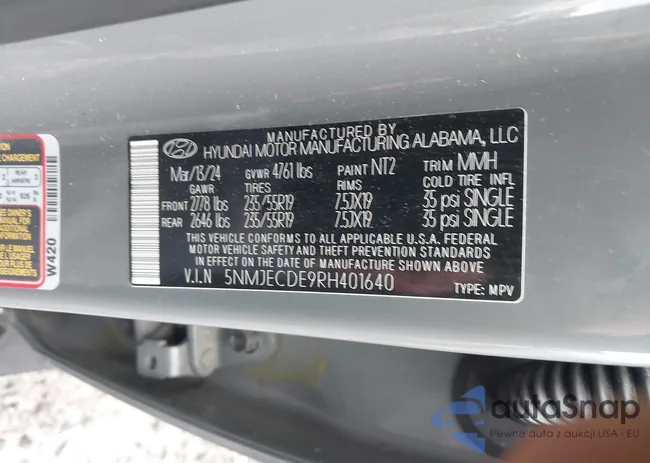 5NMJECDE9RH401640: 42491074