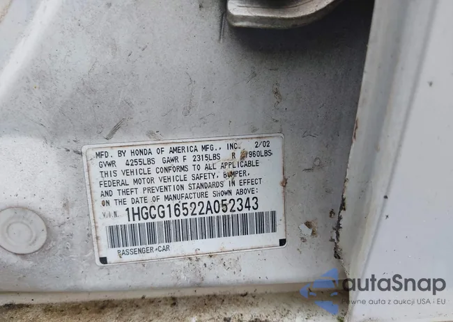 1HGCG16522A052343: 42491221