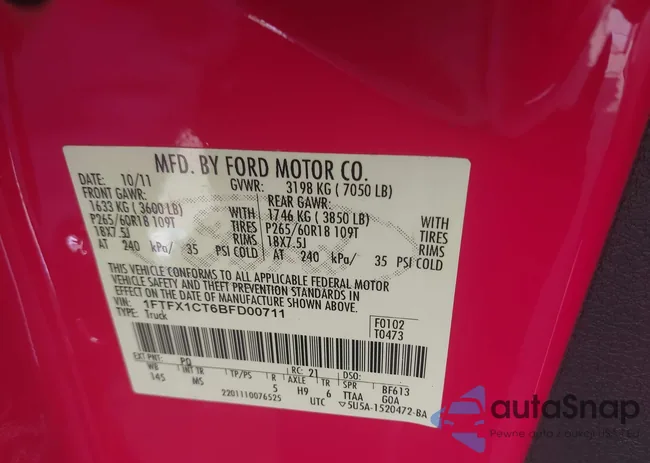 1FTFX1CT6BFD00711: 42490504