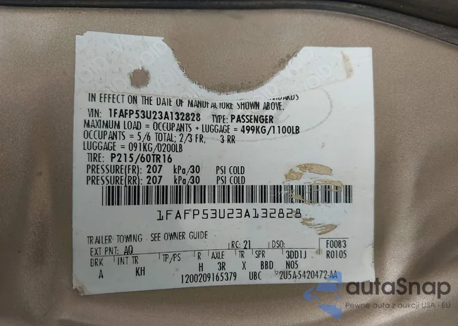 1FAHP53285A177492: 42490543