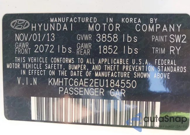 KMHTC6AE2EU184550: 42490606