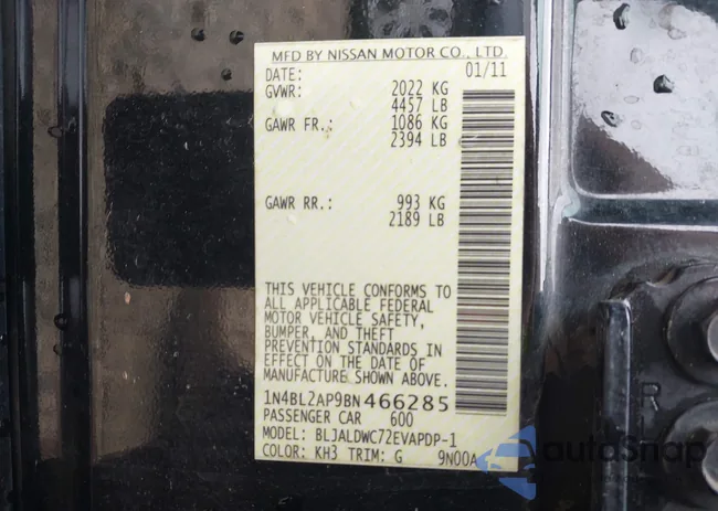 1N4BL2AP9BN466285: 42490622