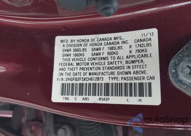 2HGFB2F5XCH612873: 42490647