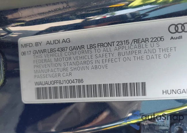 WAUAUGFF8J1004786: 42490679