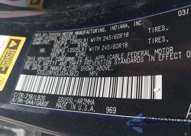 5TDJZRFH3JS543823: 42491705