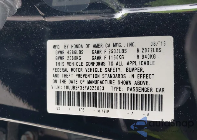 19UUB2F35FA025053: 42491721