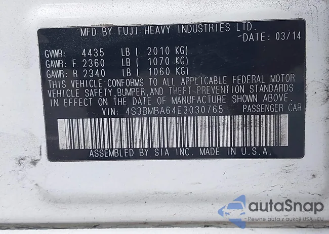 4S3BMBA64E3030765: 42491724