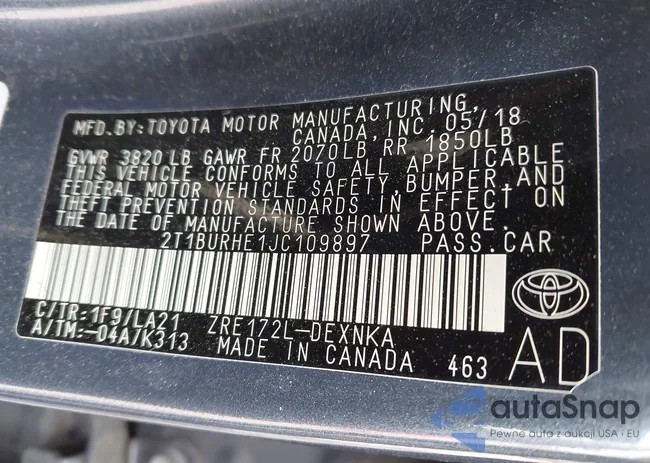 2T1BURHE1JC109897: 42491811