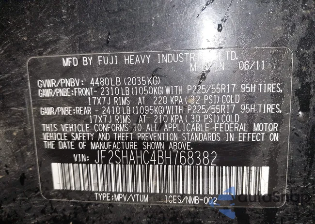 JF2SHAHC4BH768382: 42491857