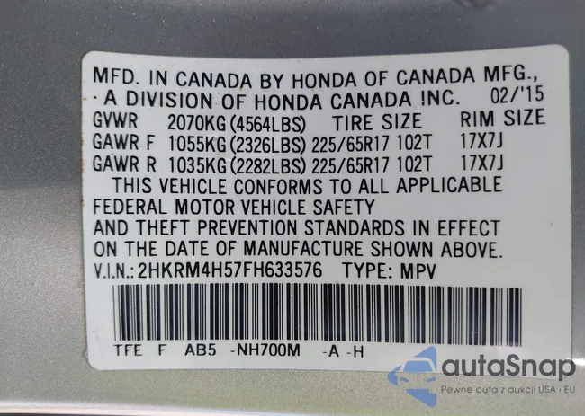 2HKRM4H57FH633576: 42491976