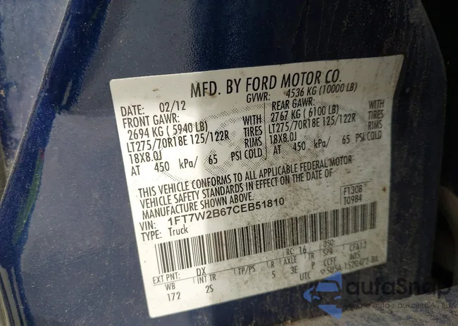 1FT7W2B67CEB51810: 42492001