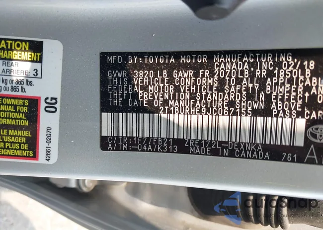 2T1BURHE9JC067155: 42492008
